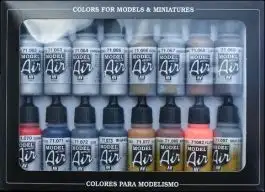 VLJ-71181 Vallejo 17ml Bottle Metallics Model Air Paint Set (16 Colors)