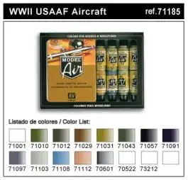 VLJ-71185 Vallejo 17ml Bottle WWII USAAF Model Air Paint Set (16 Colors)