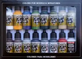 VLJ-71192 Vallejo 17ml Bottle Building Model Air Paint Set (16 Colors)
