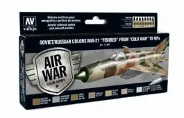 VLJ-71607 Vallejo 17ml Bottle Soviet/Russian MiG21 Fishbed Cold War to 90s Model Air Paint Set (8 Colors)