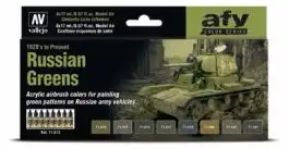 VLJ-71613 Vallejo 17ml Bottle AFV Russian Greens 1928s to Present Model Air Paint Set (8 Colors)