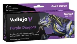 VLJ-72194 Vallejo 18ml Bottle Fantasy Purple Dragons Game Color Paint Set (8 Colors)