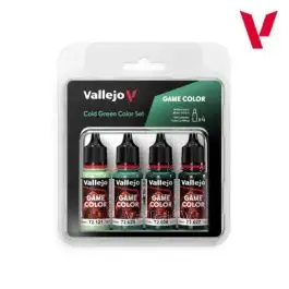 VLJ-72383 Vallejo 18ml Bottle Cold Green (Base, Shadow, Light) Game Color Paint Set (4 Colors)