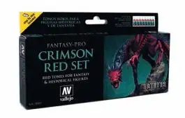 VLJ-74103 Vallejo 17ml Bottle Crimson Red Tones Fantasy-Pro Paint Set (8 Colors)
