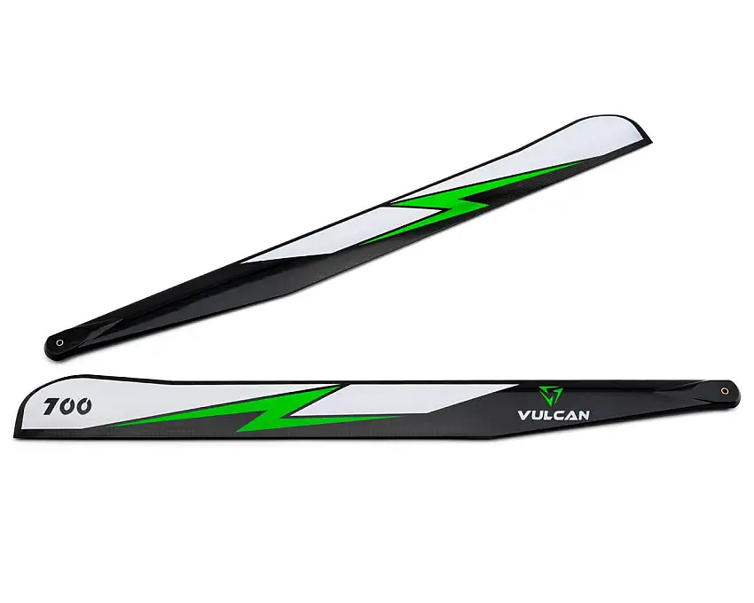 Vulcan Rotors EVO 700mm Carbon Fiber Main Blade Combo Set (Green) w/105mm Tail Blades