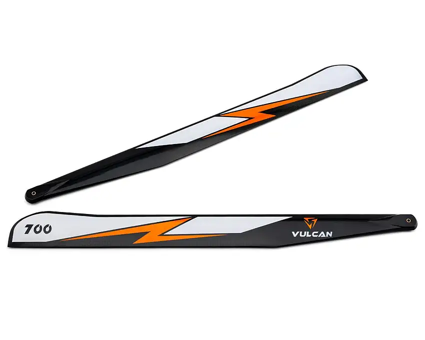 Vulcan Rotors EVO 700mm Carbon Fiber Main Blade Combo Set (Orange) w/105mm Tail Blades