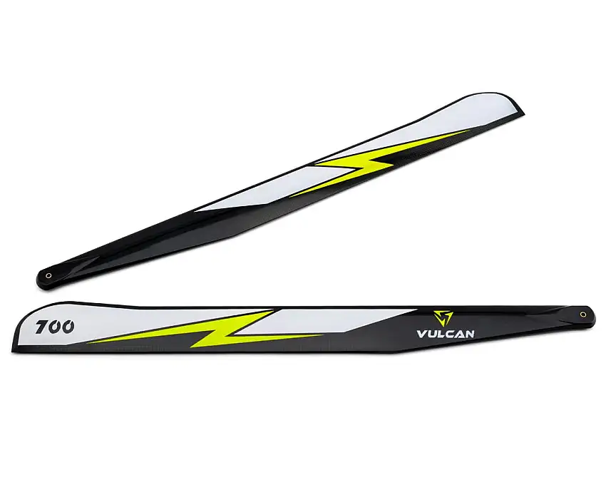 Vulcan Rotors EVO 700mm Carbon Fiber Main Blade Combo Set (Yellow) w/105mm Tail Blades