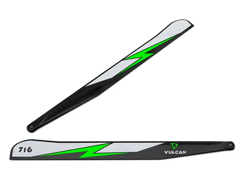 Vulcan Rotors EVO VP 716mm Carbon Fiber Main Blade Combo Set (Green) w/105mm Tail Blades