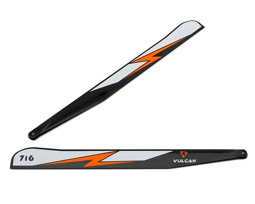 Vulcan Rotors EVO VP 716mm Carbon Fiber Main Blade Combo Set (Orange) w/105mm Tail Blades