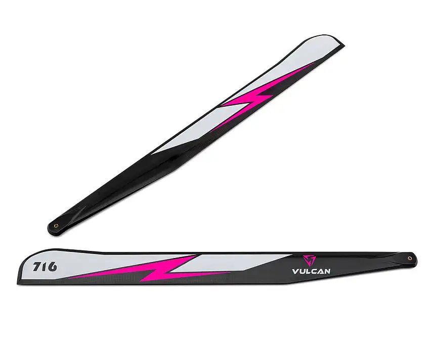 Vulcan Rotors EVO VP 716mm Carbon Fiber Main Blade Combo Set (Pink) w/105mm Tail Blades