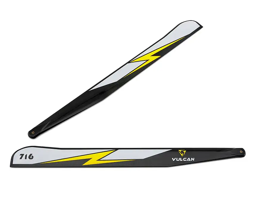 Vulcan Rotors EVO VP 716mm Carbon Fiber Main Blade Combo Set (Yellow) w/105mm Tail Blades