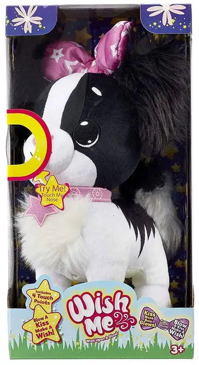 Wish Me Black & White Puppy Plush with Sound