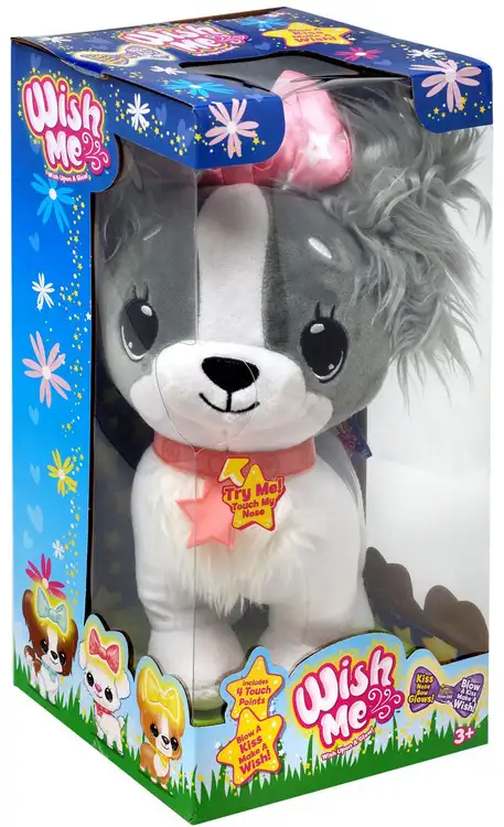 Wish Me Grey Puppy Plush with Sound