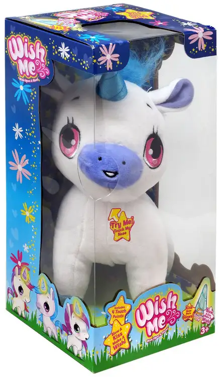 Wish Me White Unicorn Plush with Sound [Blue Mane]