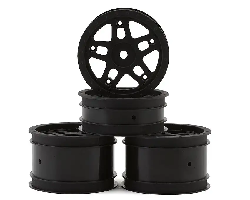 Whitz Racing Products 1/10 Whiplash 2.2" Sprint Car Dirt Oval Wheels Set (Black) (Front/Rear)