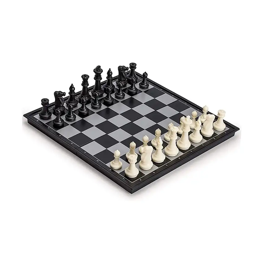 14" Folding Magnetic Chess Set w/Non-Magnetic Checkers