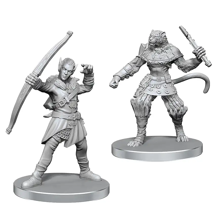 Pathfinder Battles Deep Cuts Unpainted Minis: W26 Elf Hunter & Catfolk Bandit (Preorder)