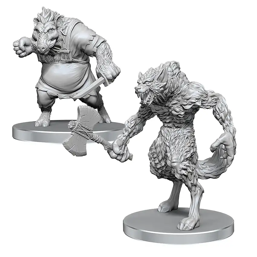 Pathfinder Battles Deep Cuts Unpainted Minis: W26 Werewolf & Wereboar (Preorder)