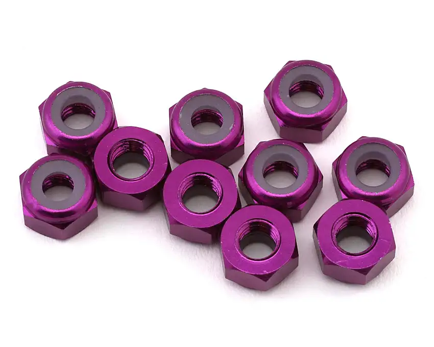 eXcelerate 4mm Aluminum Lock Nuts (Purple) (10)