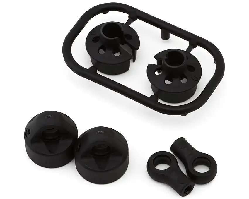 XRAY XB4 2025 Composite Big Bore Shock Caps, Spring Retainers & Ball Joints (2)