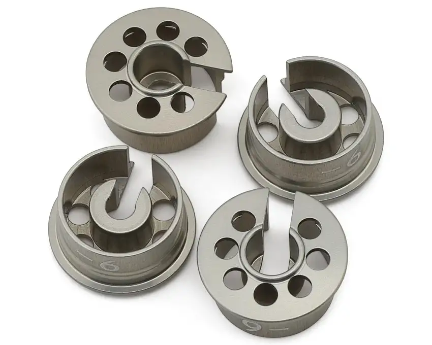 XRAY Aluminum Shock Spring Retaining Collar (Silver) (4) (-6mm Offset)