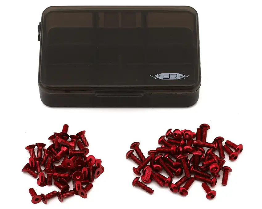 Yeah Racing Fazer FZD2 Assorted 7075 Aluminum Screws Set w/Container (Red)