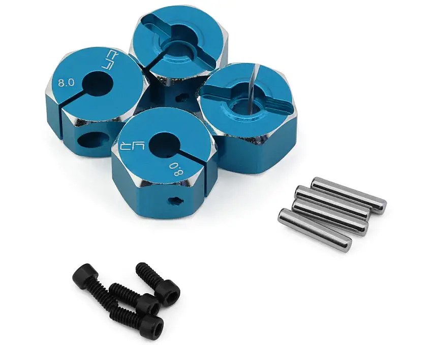 Yeah Racing Aluminum 12mm Hex Adaptor Set (Blue) (4) (8mm)