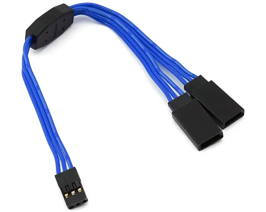 Yeah Racing 60-Core Y-Harness High Current Servo Extension Lead (Blue) (JR/Futaba Plug) (150mm)