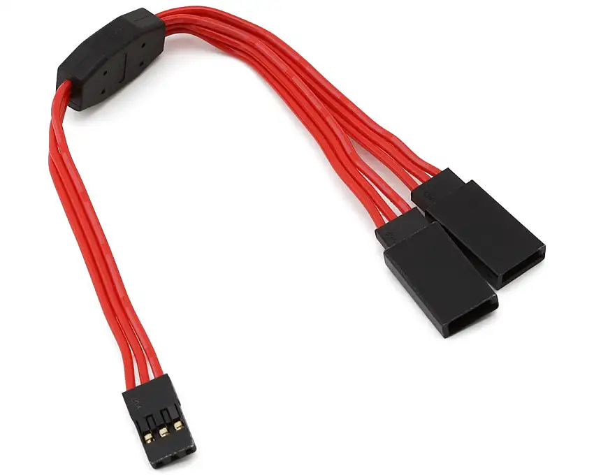 Yeah Racing 60-Core Y-Harness High Current Servo Extension Lead (Red) (JR/Futaba Plug) (150mm)