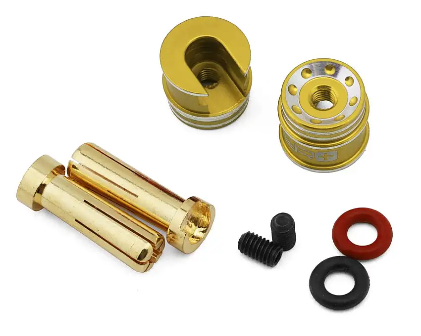 Yeah Racing Aluminum Bullet Grips (Gold) (2) w/5mm Bullet Connectors