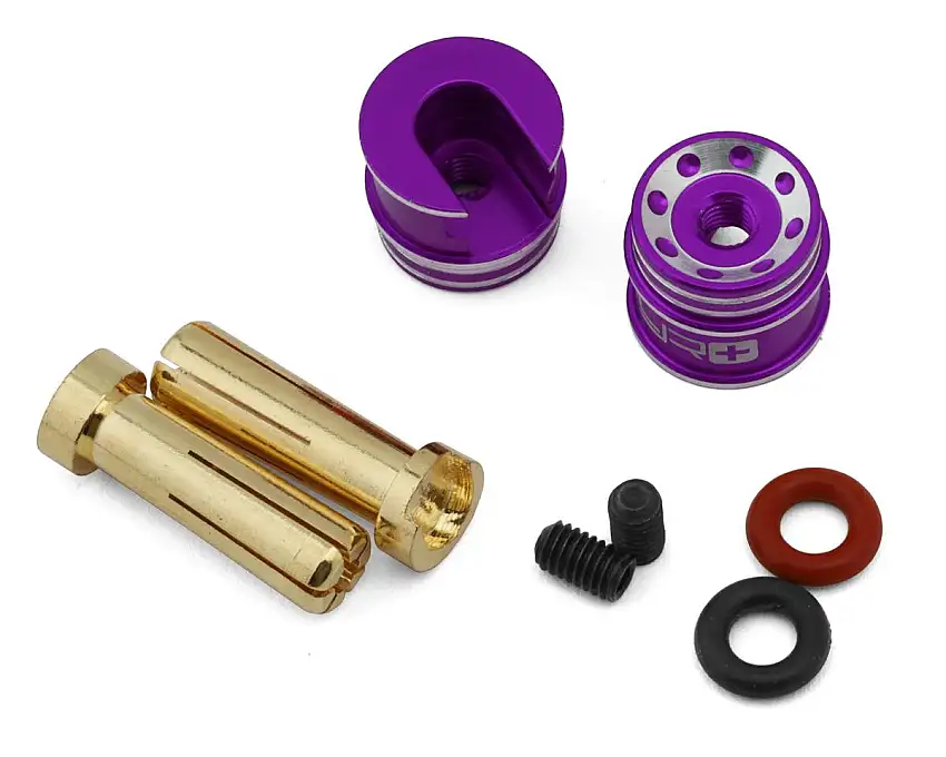 Yeah Racing Aluminum Bullet Grips (Purple) (2) w/5mm Bullet Connectors