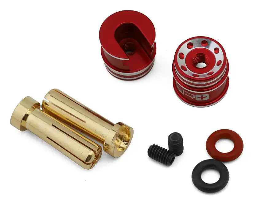 Yeah Racing Aluminum Bullet Grips (Red) (2) w/5mm Bullet Connectors