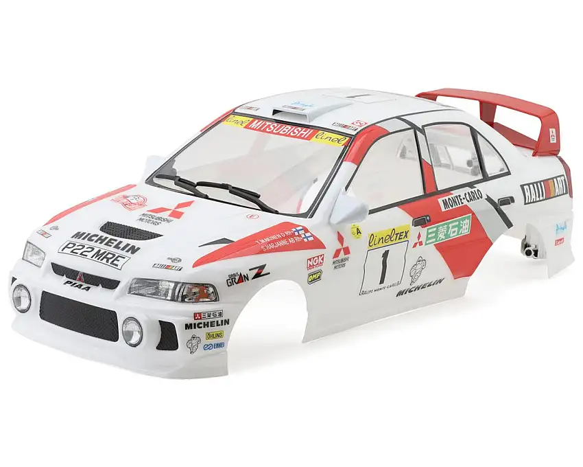Yeah Racing Mitubishi Lancer EVO IV Rally Catalunya 1997 #1 1/10 Pre-Painted Touring Car Body (Red/White) (190mm) w/Wheels
