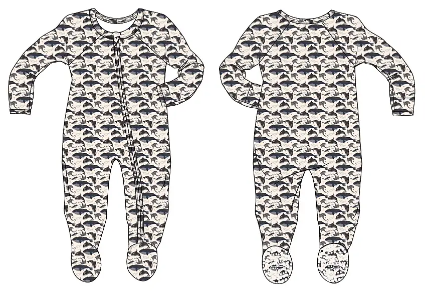 Deep Sea Creatures Whale Zipper Footie