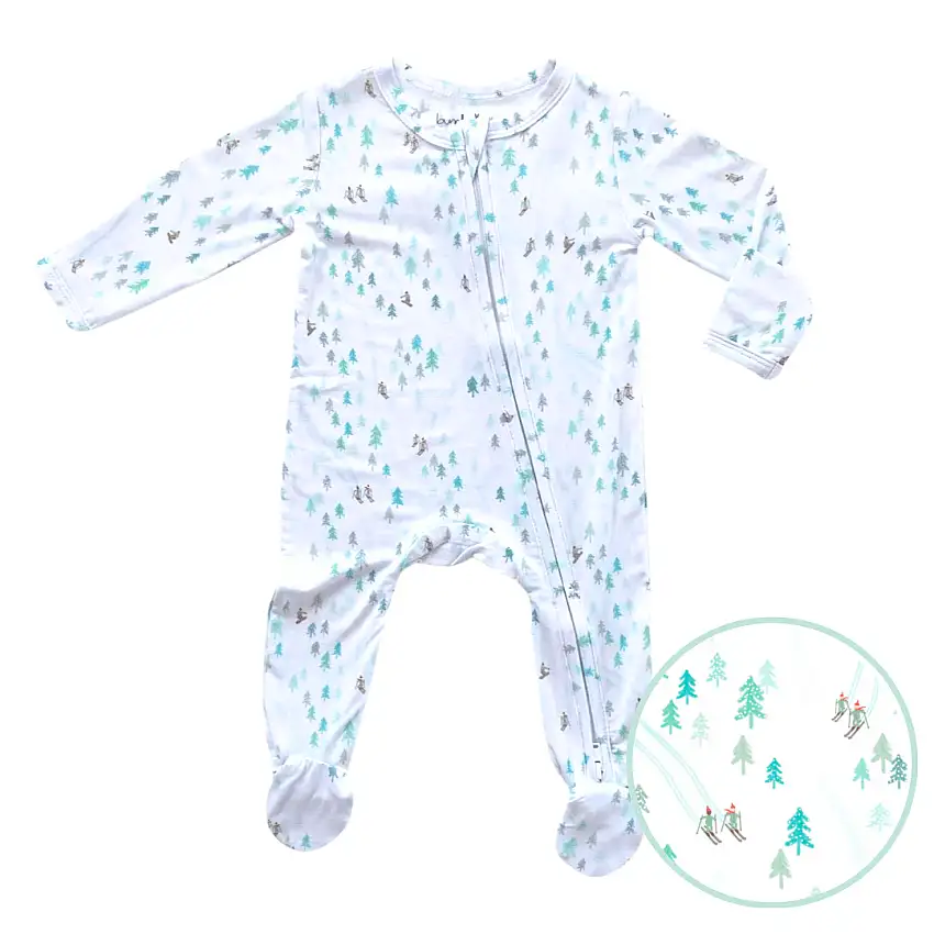 Zippered Footie In Bunny Slopes