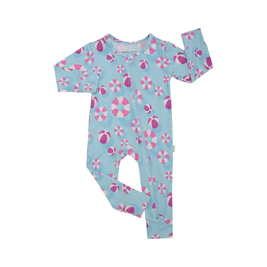 Hamptons Pool Party Pink Zippered Romper